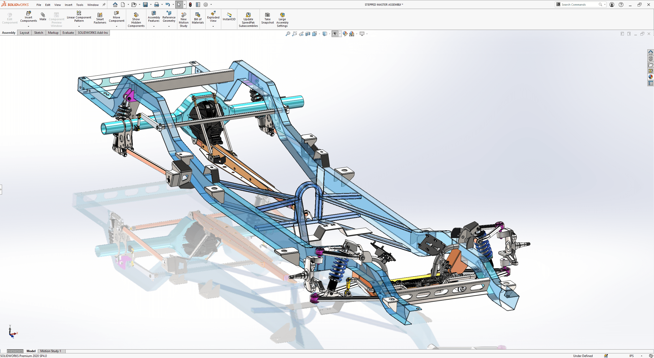 ’67 72 C10 Stepped Rail Chassis Cad (transparent Rail)